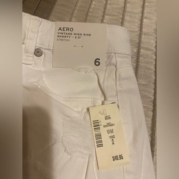 New-Aeropostale Vintage High Rise White Shorty Distressed Shorts - Picture 5 of 8